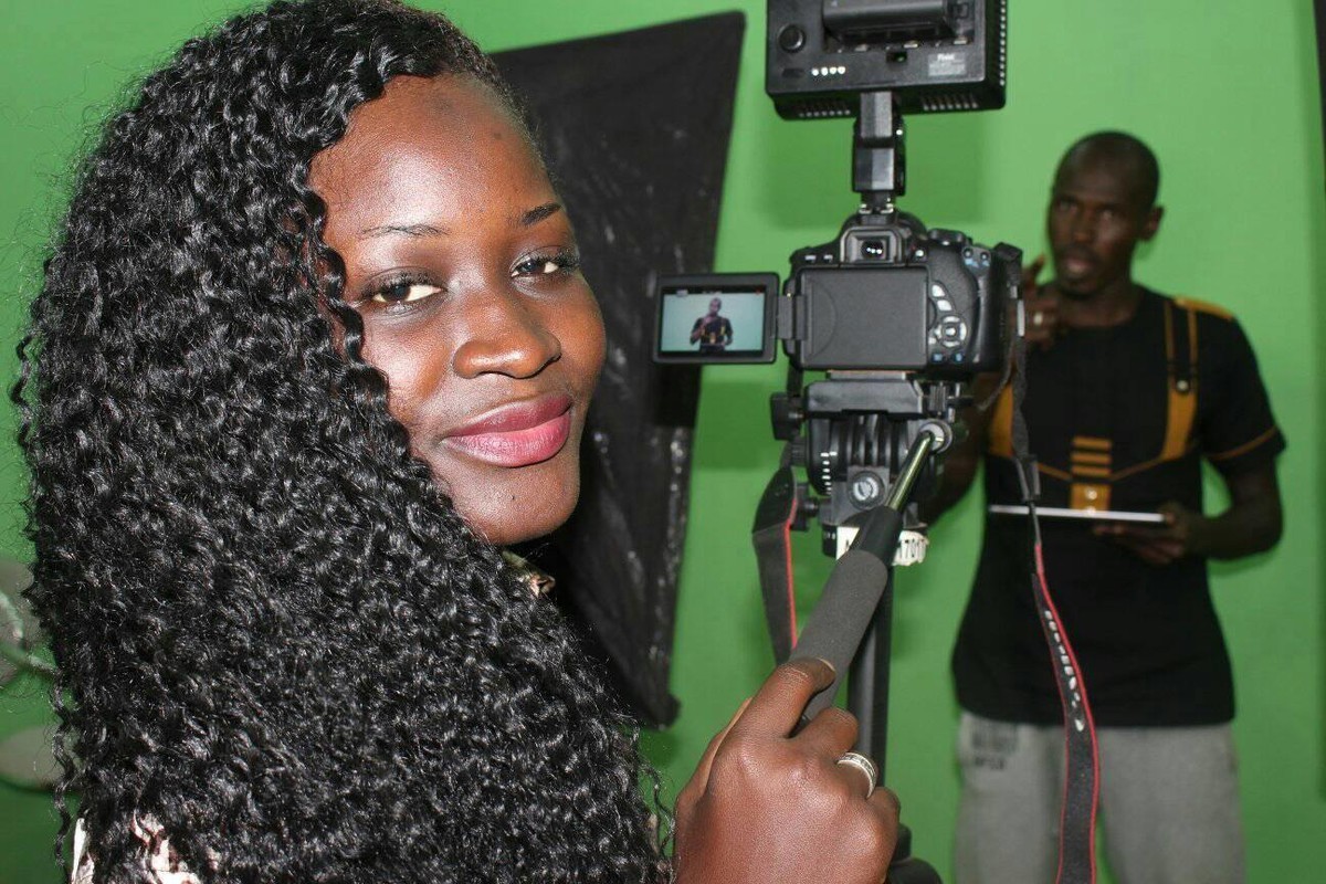 Woman recording in Mali