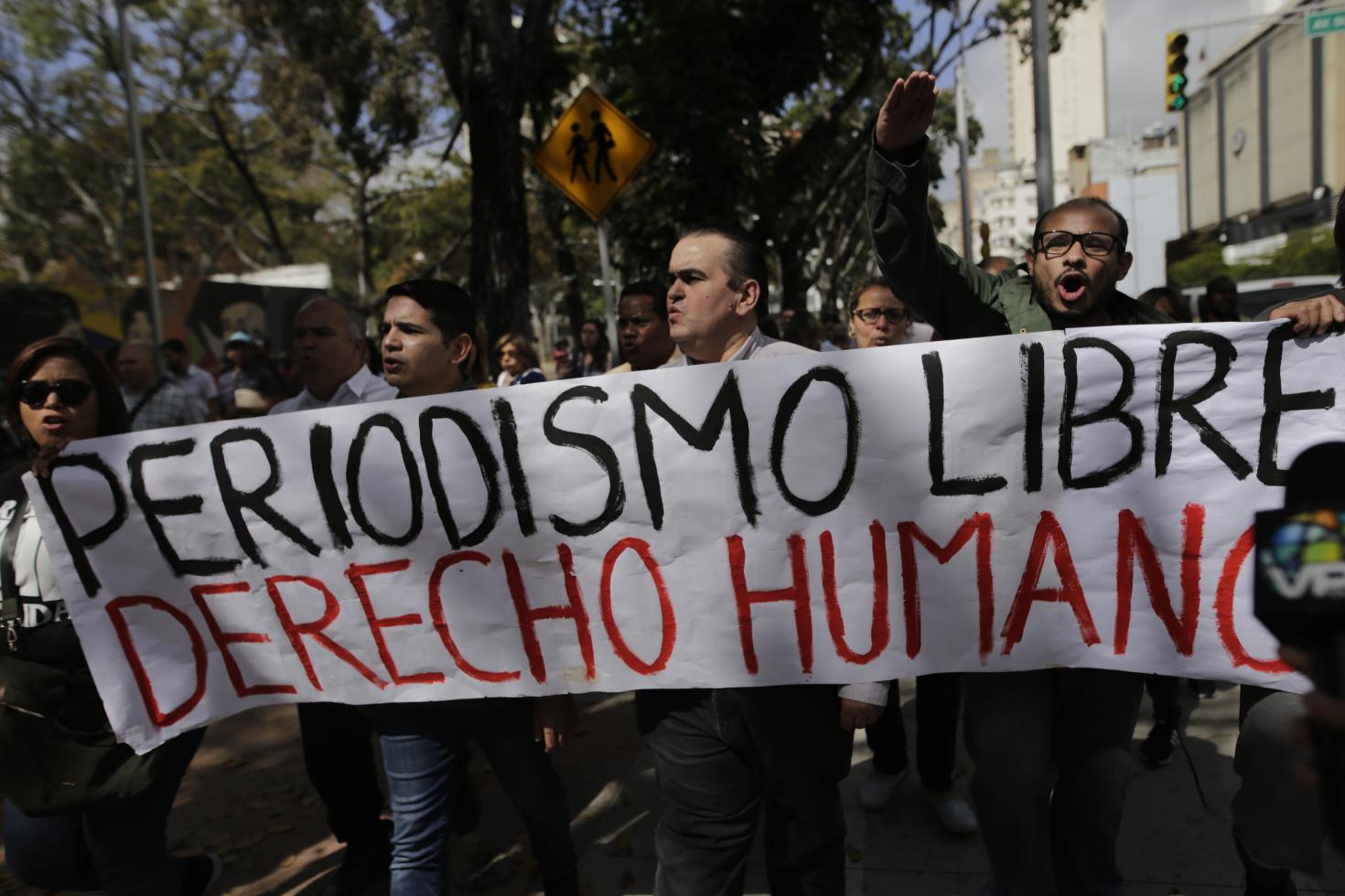Demonstratie voor persvrijheid in Venezuela
