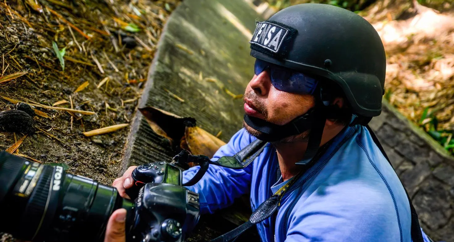 Journalist during safety training in El Salvador