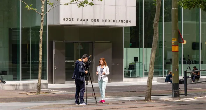 Journalists reporting a court case in the Netherlands