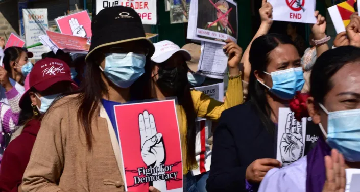 Protest in Myanmar after military coup