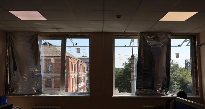 Shattered windows at Channel Oboz