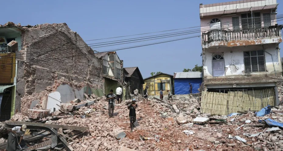 Collapsed building after earthquake in Naypyitaw, Myanmar 2025