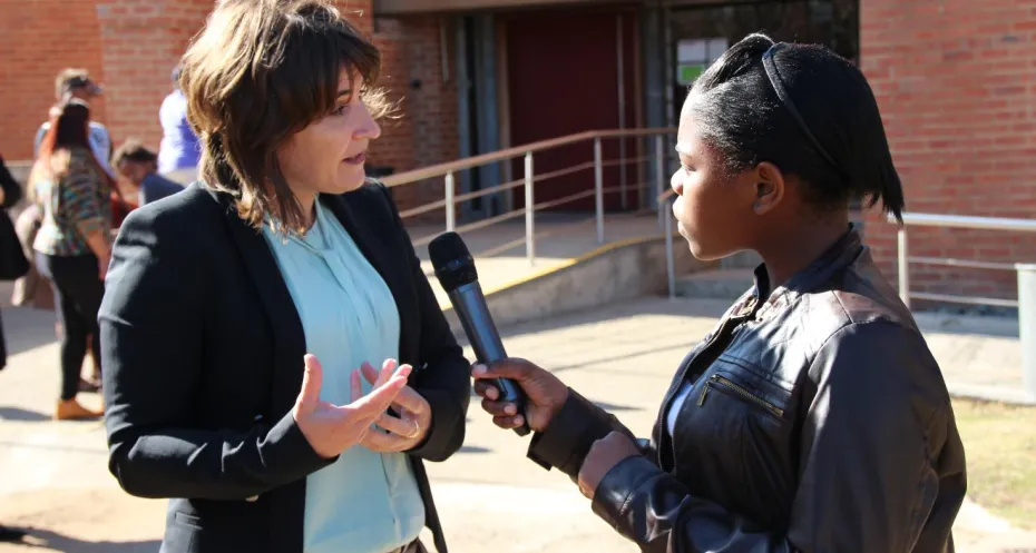 Woman journalist at work