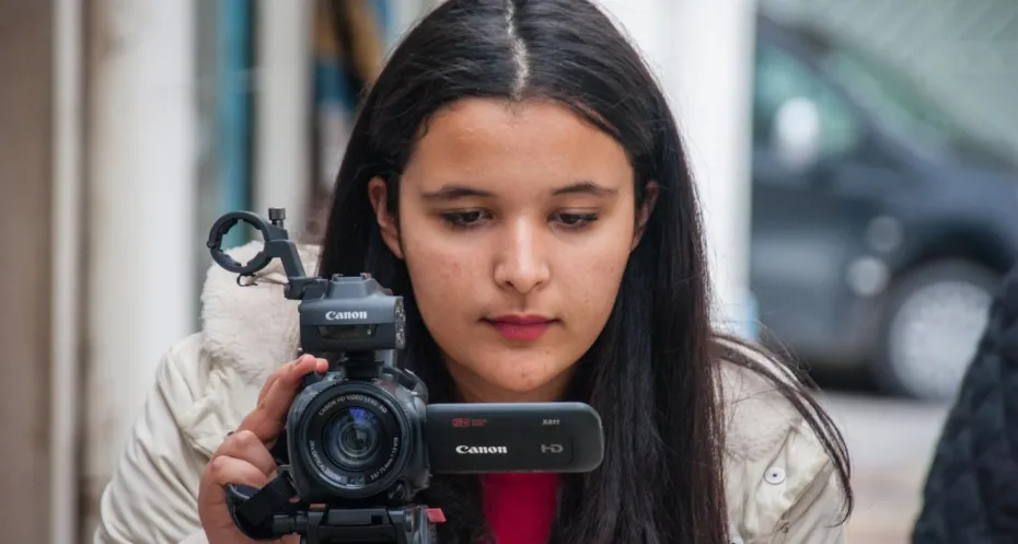 Young woman reporting in Tunisia 