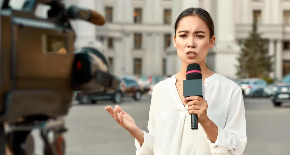 Woman journalist at work