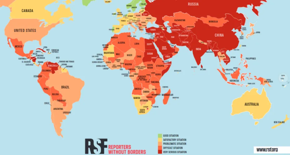 RSF index wereld 
