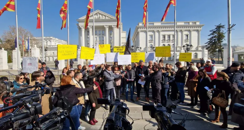 Journalist protest in North-Macedonia for solidarity to greater rights for media workers
